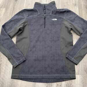 The North Face Activewear 1/4 Zip Pullover Mens Small Blue Cinder Print NF0A37JV